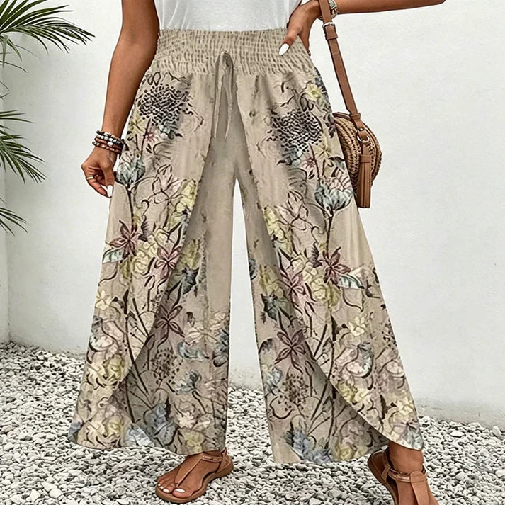 Samira - Pantalón fluido estampado con cordón ajustable