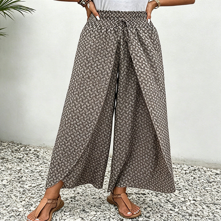 Samira - Pantalón fluido estampado con cordón ajustable