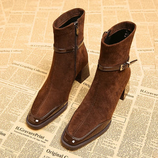 Avenor - Botines de efecto ante con hebilla